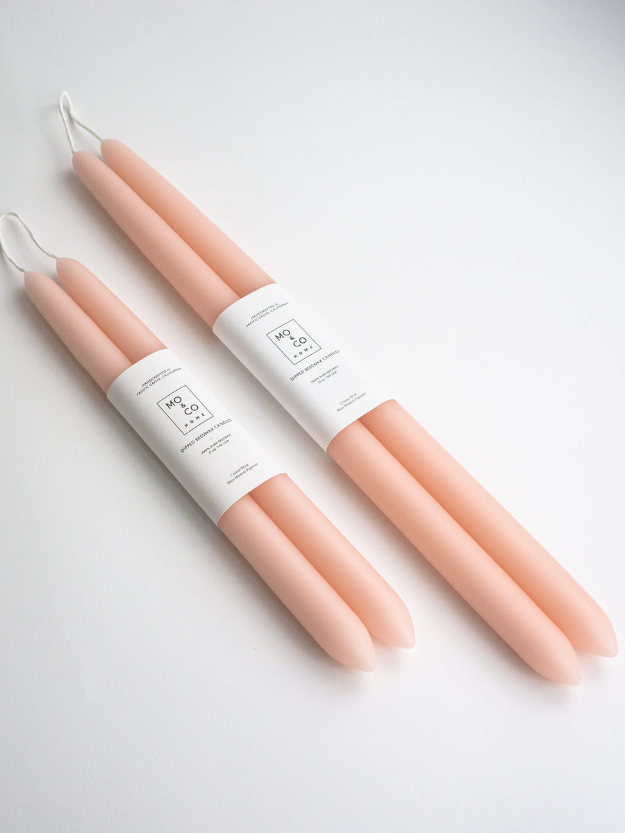 Pink Rose | Dipped Beeswax Taper Candles