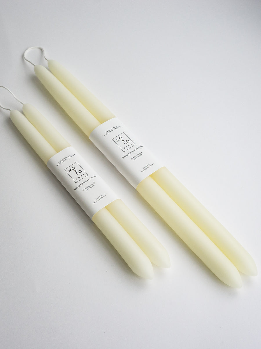 Natural White | Dipped Beeswax Taper Candles