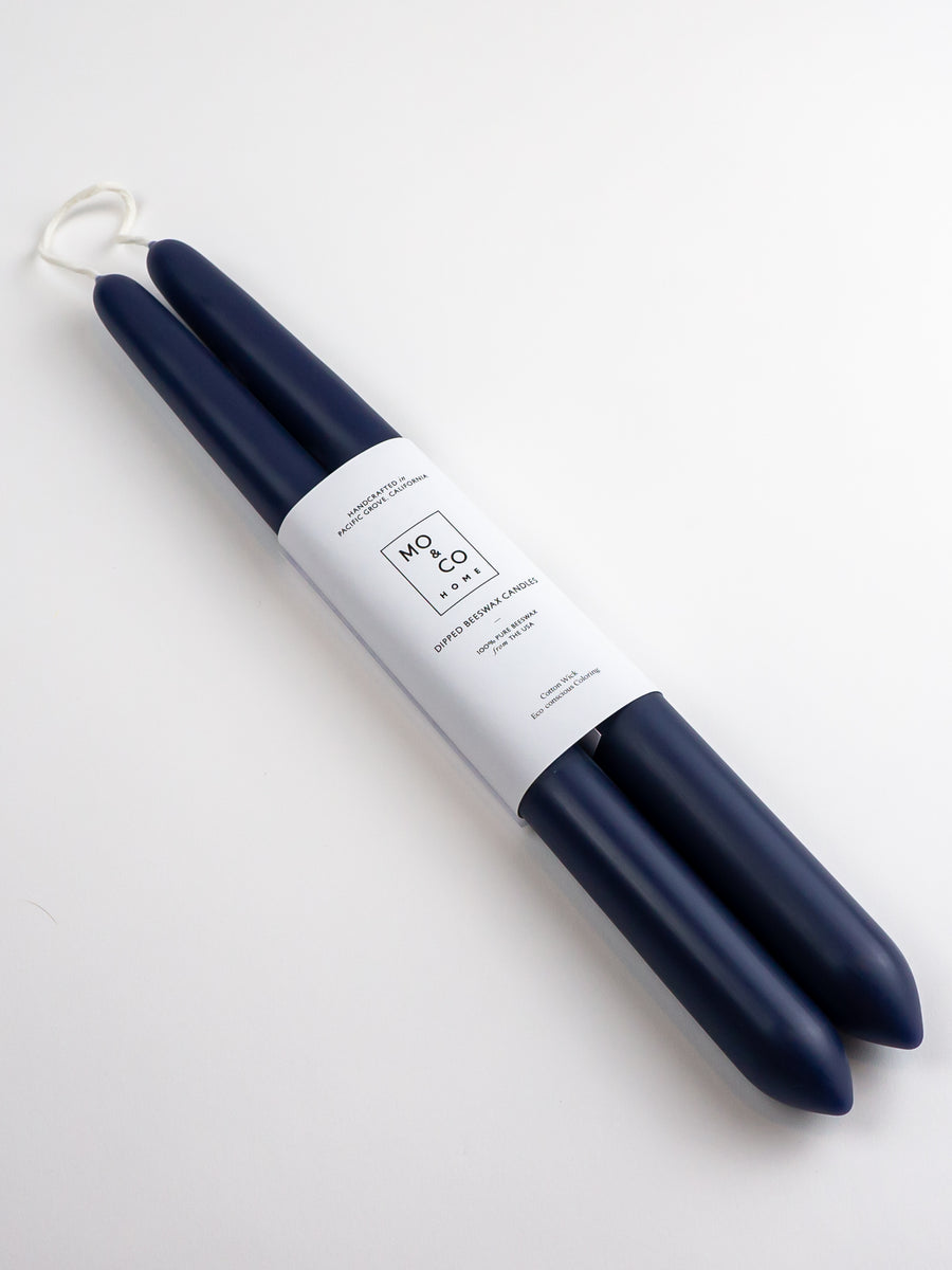 Midnight Blue| Dipped Beeswax Taper Candles