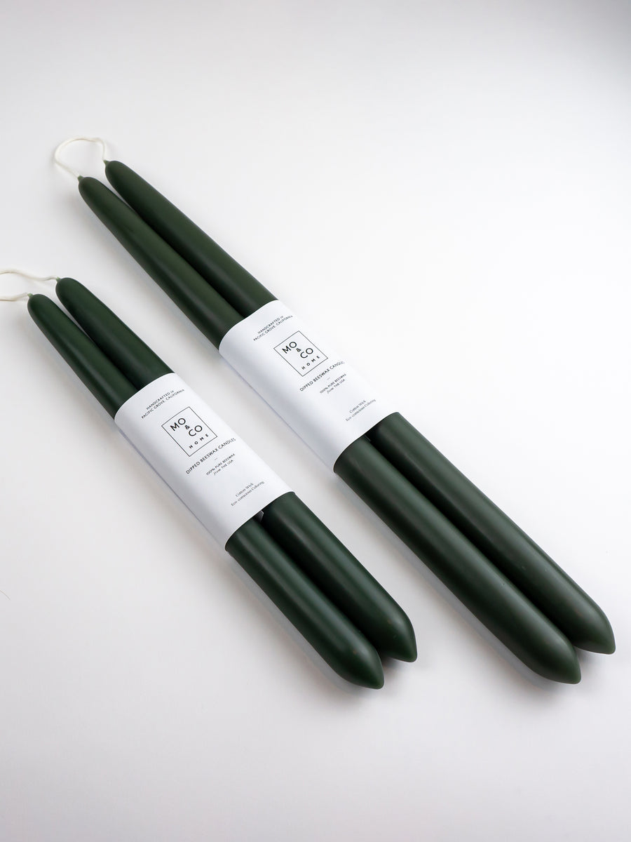 Forest Green | Dipped Beeswax Taper Candles