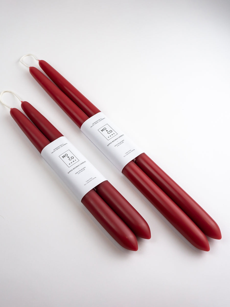 Berry Red | Dipped Beeswax Taper Candles