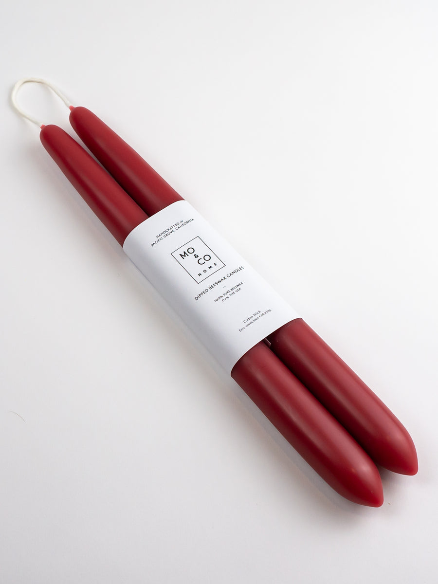 Berry Red | Dipped Beeswax Taper Candles