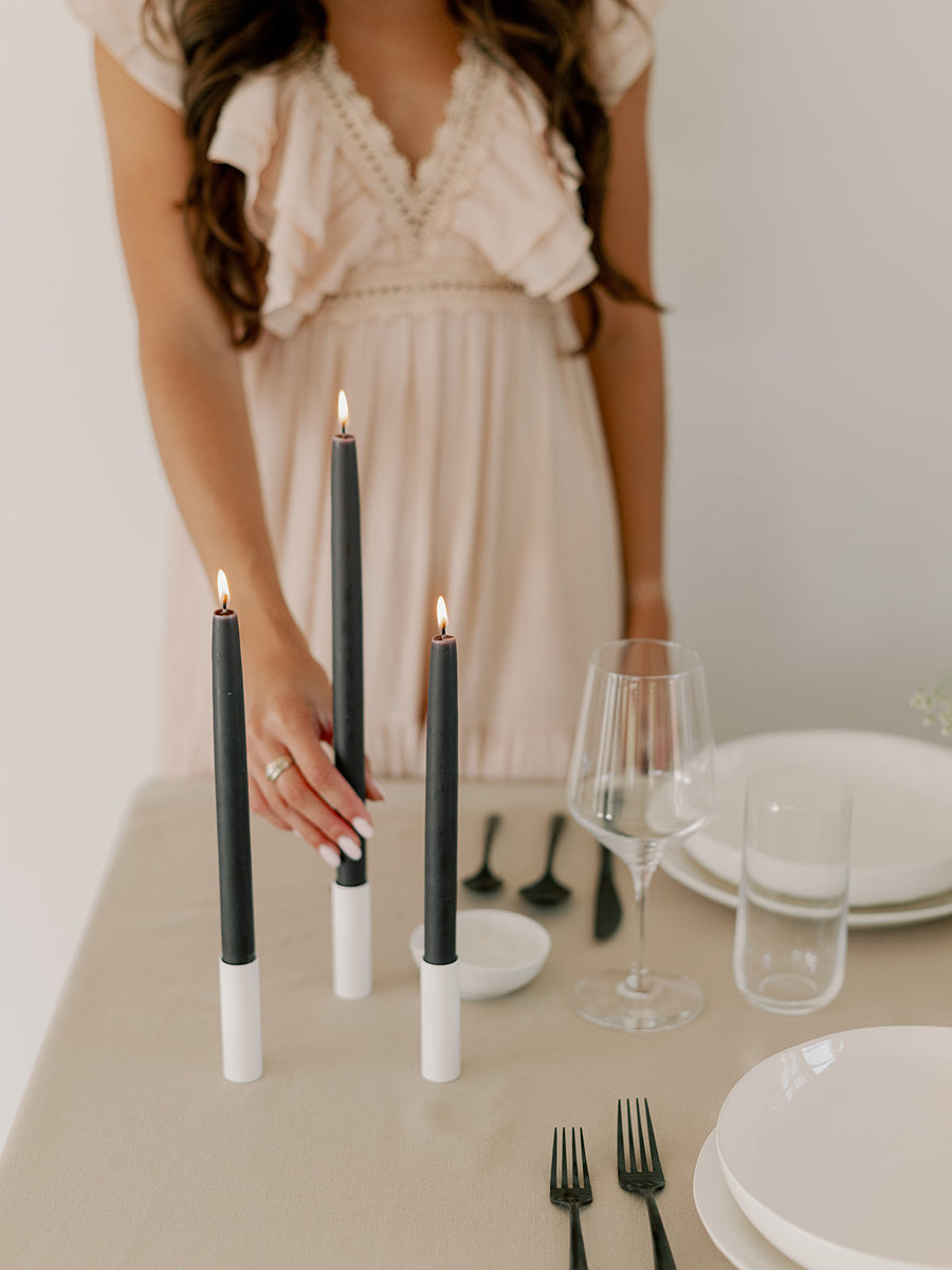 Charcoal | Dipped Beeswax Taper Candles