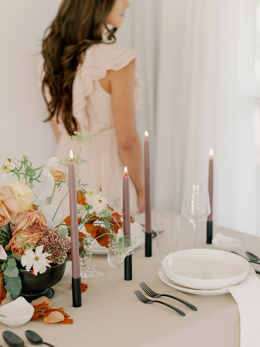 Mauve | Dipped Beeswax Taper Candles
