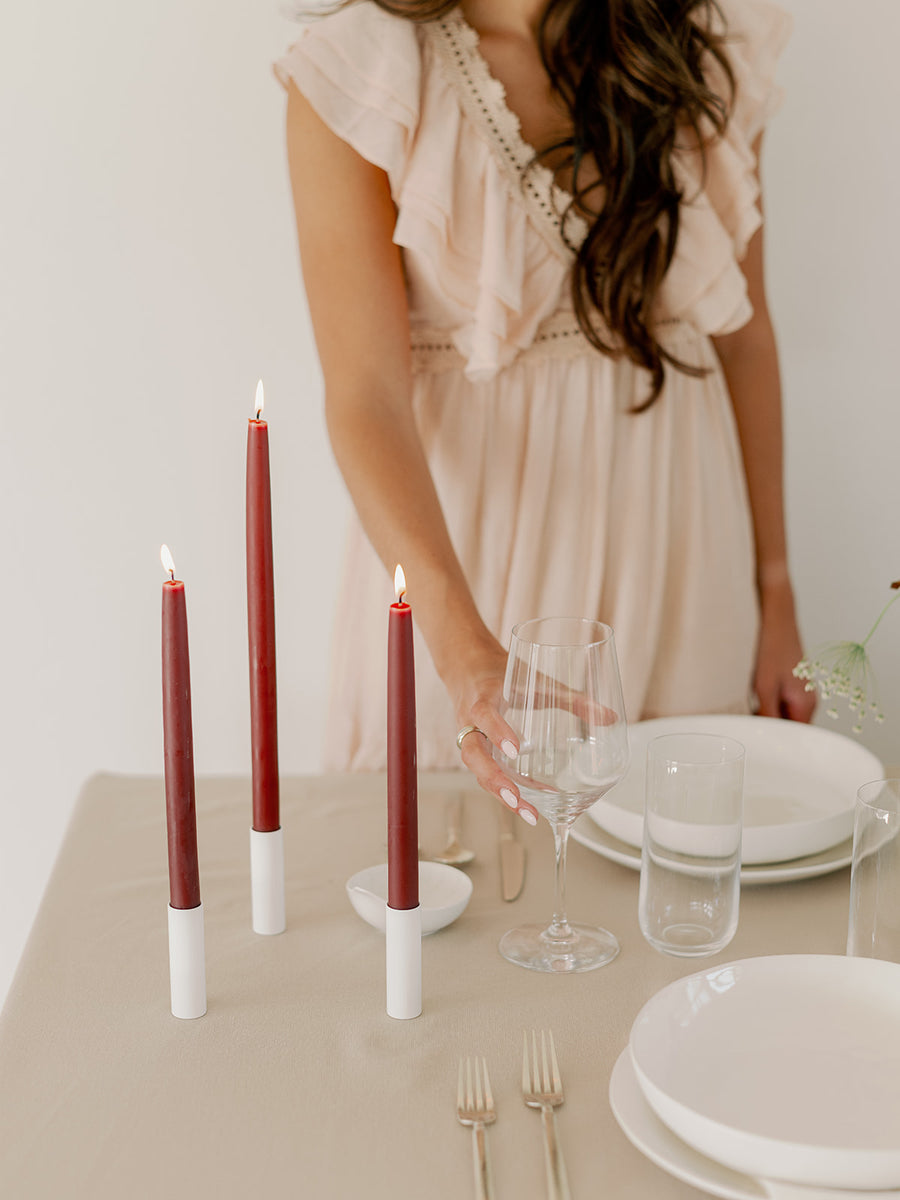 Burgundy | Dipped Beeswax Taper Candles