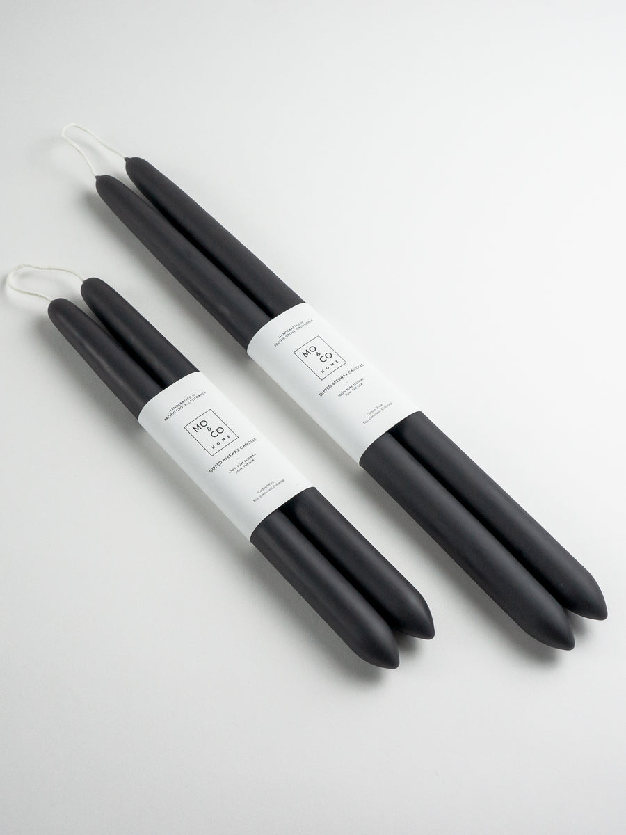 Charcoal | Dipped Beeswax Taper Candles