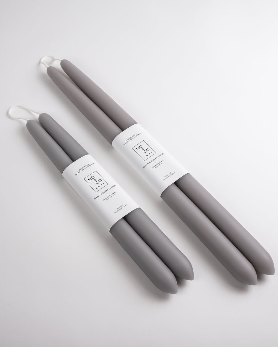 Gray | Dipped Beeswax Taper Candles